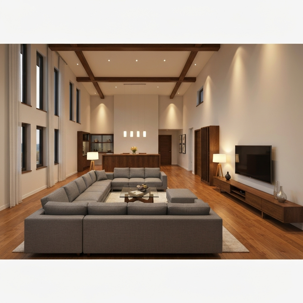 Modern Living Room 3D Layout